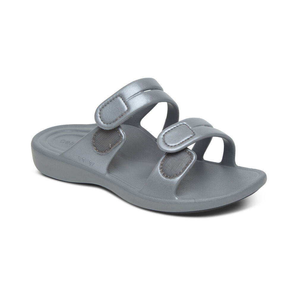 Aetrex Women's Janey Sport Water-Friendly Sandals - Grey | USA KNIX4HR